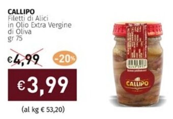 Prezzemolo e Vitale CALLIPO Filetti di Alici in Olio Extra Vergine di Oliva gr 75 offerta