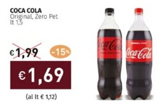 Prezzemolo e Vitale COCA COLA Original, Zero Pet Lt 1,5 offerta