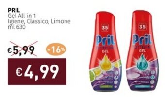 PRIL Gel All in 1 Igiene, Classico, Limone ml 630