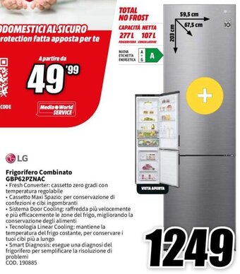 MediaWorld LG Frigorifero Combinato GBP62PZNAC offerta