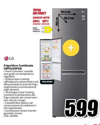 MediaWorld LG Frigorifero Combinato GBP61DSPGN offerta