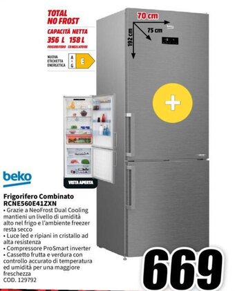 MediaWorld beko Frigorifero Combinato RCNE560E41ZXN offerta