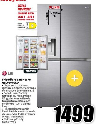 MediaWorld LG Frigorifero americano GSLV90PZAD offerta