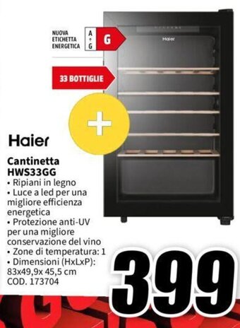 MediaWorld Haier Cantinetta HWS33GG offerta