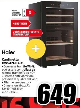 MediaWorld Haier Cantinetta HWS42GDAU1 offerta