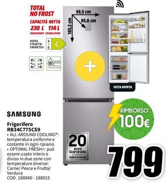 MediaWorld SAMSUNG Frigorifero RB34C775CS9 offerta