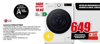 MediaWorld LG Lavatrice F4R5010TSWW offerta