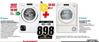 MediaWorld CANDY Lavatrice Smart Pro Inverter CSO 6106TWMC/1 + Asciugatrice CRE H10A2DE-S offerta