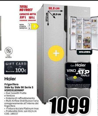 MediaWorld Haier Frigorifero Side by Side 90 Serie 5 HSR5918DNMP offerta