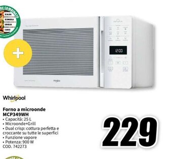 MediaWorld Whirlpool Forno a microonde MCP349WH offerta