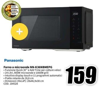 MediaWorld Panasonic Forno a microonde NN-K36NBMEPG offerta