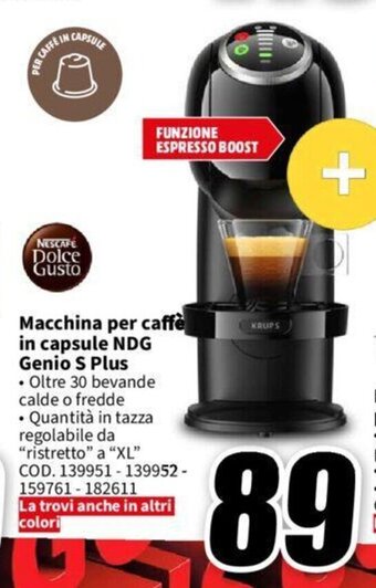 MediaWorld NESCAFE Dolce Gusto Macchina per caffè in capsule NDG Genio S Plus offerta