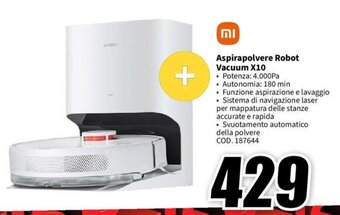 MediaWorld Aspirapolvere Robot Vacuum X10 offerta