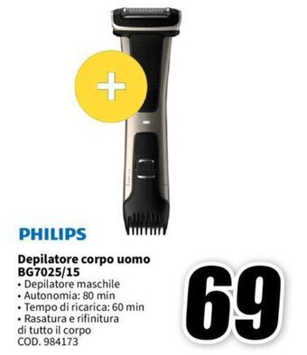 MediaWorld PHILIPS Depilatore corpo BG7025/15 offerta