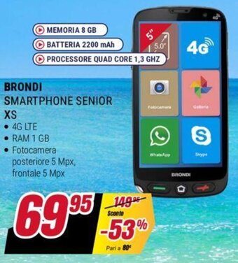 Trony BRONDI SMARTPHONE SENIOR XS offerta
