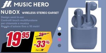 Trony HMUSIC HERO NUBOX WIRELESS STEREO EARSET offerta