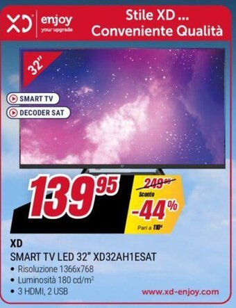 Trony XD SMART TV LED 32" XD32AH1ESAT • Risoluzione 1366x768 offerta