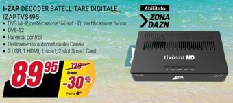 Trony I-ZAP DECODER SATELLITARE DIGITALE IZAPTVS495 offerta