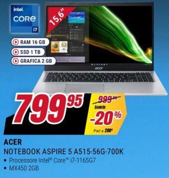 Trony ACER NOTEBOOK ASPIRE 5 A515-56G-700K offerta