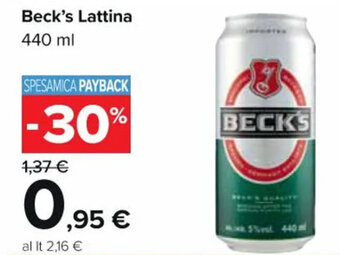 Carrefour Market Beck's Lattina 440 ml offerta