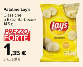 Carrefour Market Patatine Lay's Classiche o Extra Barbecue 145 g offerta