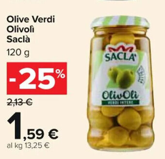 Carrefour Market Olive Verdi Olivolì Saclà 120 g offerta