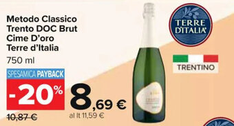 Metodo Classico Trento DOC Brut Cime D'oro Terre d'Italia 750 ml