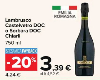 Carrefour Market Lambrusco Castelvetro DOC o Sorbara DOC Chiarli 750 ml offerta