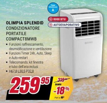Trony OLIMPIA SPLENDID CONDIZIONATORE PORTATILE COMPACT8MWB offerta
