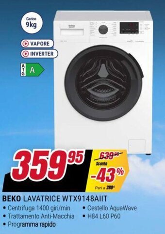 Trony BEKO LAVATRICE WTX9148AIIT offerta