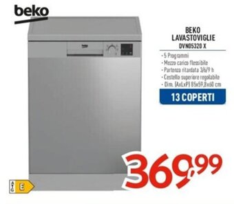 Elettrosintesi BEKO LAVASTOVIGLIE DVN05320 X offerta