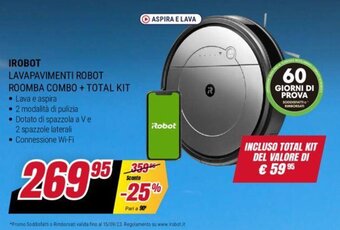 Trony IROBOT LAVAPAVIMENTI ROBOT ROOMBA COMBO + TOTAL KIT offerta
