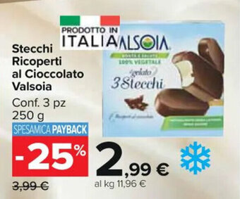 Carrefour Market Stecchi Ricoperti al Cioccolato Valsoia Conf. 3 pz 250 g offerta