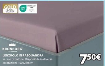 JYSK KRONBORG LENZUOLO IN RASO SANDRA 150 x 280 cm offerta