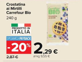 Carrefour Market Crostatina ai Mirtilli Carrefour Bio 240 g offerta