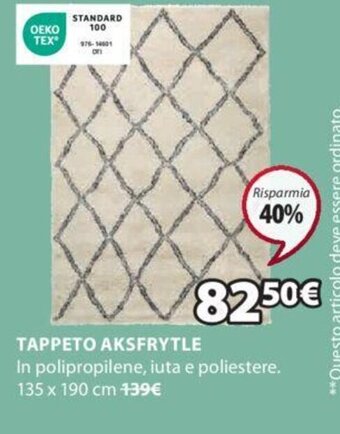 JYSK TAPPETO AKSFRYTLE 135 x 190 cm offerta