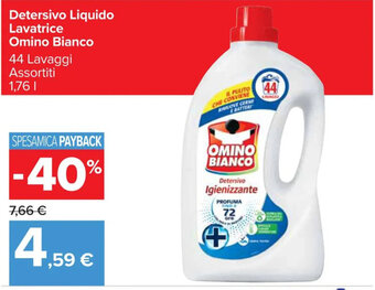 Carrefour Market Detersivo Liquido Lavatrice Omino Bianco 44 Lavaggi Assortiti 1,76 l offerta