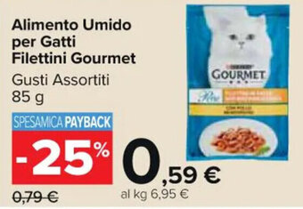 Carrefour Market Alimento Umido per Gatti Filettini Gourmet Gusti Assortiti 85 g offerta