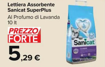 Carrefour Market Lettiera Assorbente Sanicat SuperPlus Al Profumo di Lavanda 10 It offerta