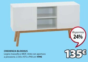 JYSK CREDENZA BLOKHUS L130 x H75 x P40 cm offerta