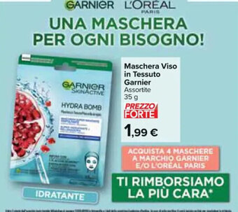 Carrefour Market Maschera Viso in Tessuto Garnier Assortite 35 g offerta