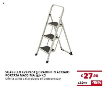 Bricocenter SGABELLO EVEREST 3 GRADINI IN ACCIAIO PORTATA MASSIMA 150 KG offerta