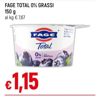 Galassia FAGE TOTAL 0% GRASSI 150 g offerta