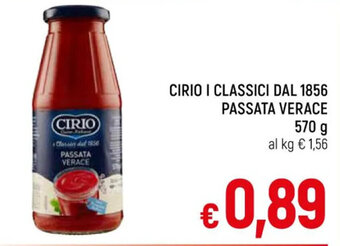 A&O CIRIO I CLASSICI DAL 1856 PASSATA VERACE 570 g offerta