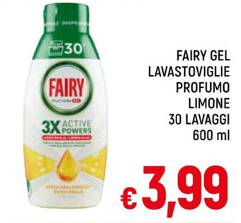 A&O FAIRY GEL LAVASTOVIGLIE PROFUMO LIMONE 30 LAVAGGI 600 ml offerta