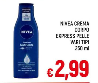 A&O NIVEA CREMA CORPO EXPRESS PELLE VARI TIPI 250 ml offerta