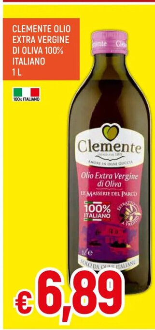 Galassia CLEMENTE OLIO EXTRA VERGINE DI OLIVA 100% ITALIANO 1L offerta