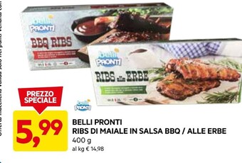 Belli pronti ribs di maiale in salsa bbq