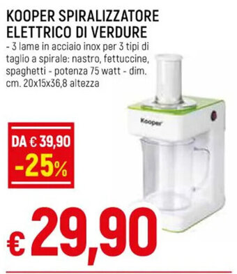 Galassia KOOPER SPIRALIZZATORE ELETTRICO DI VERDURE offerta