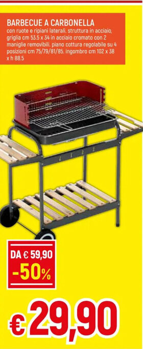 Galassia BARBECUE A CARBONELLA cm 102 x 38 x h 88.5 offerta